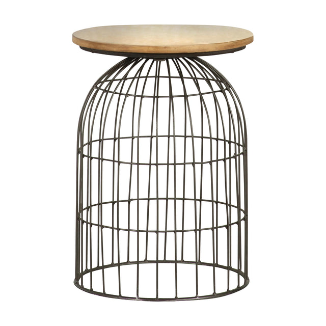  Coaster Furniture Bernardo 935860 Round Wire Frame Side Table - Natural and Gunmetal IMAGE 1