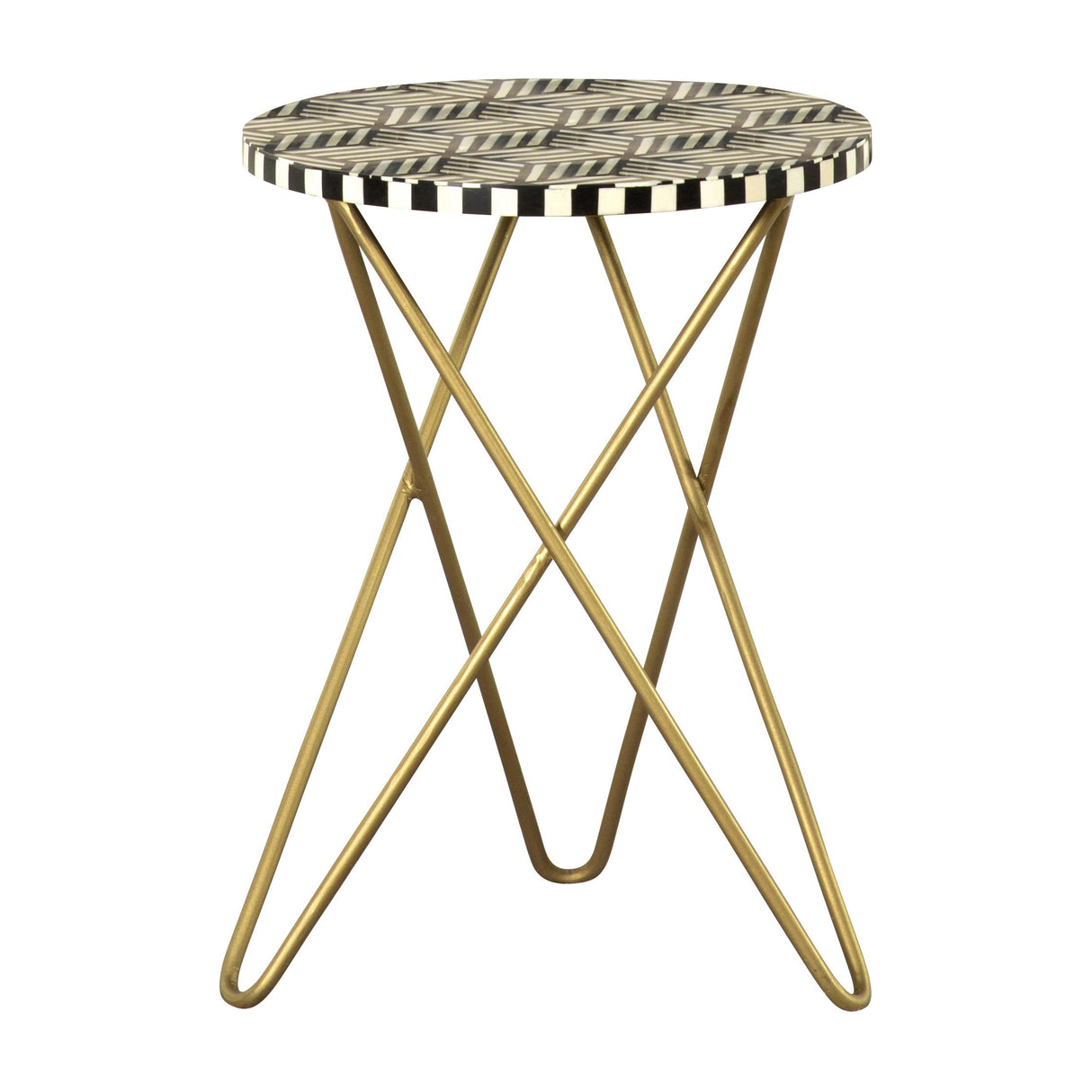  Coaster Furniture Xenia 935878 Round Bone Inlay Accent Side Table - White and Gold IMAGE 1