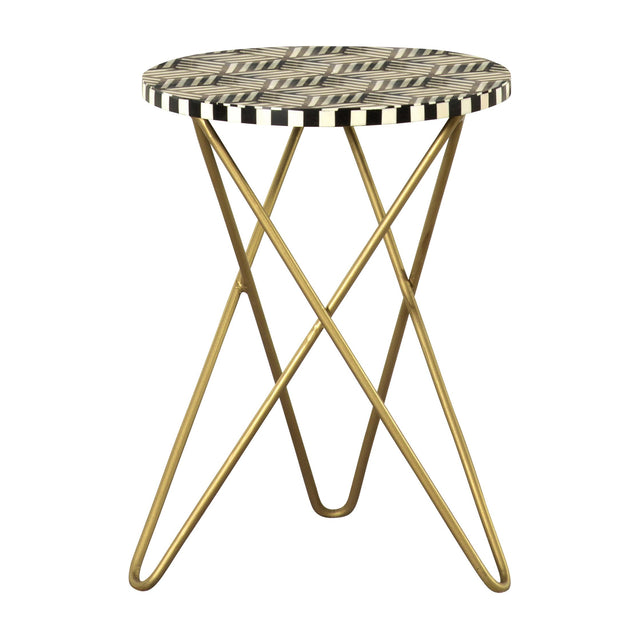  Coaster Furniture Xenia 935878 Round Bone Inlay Accent Side Table - White and Gold IMAGE 1