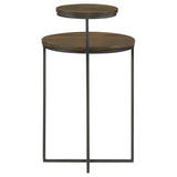  Coaster Furniture Yael 935980 Round Mango Wood Accent Side Table - Natural and Gunmetal IMAGE 2