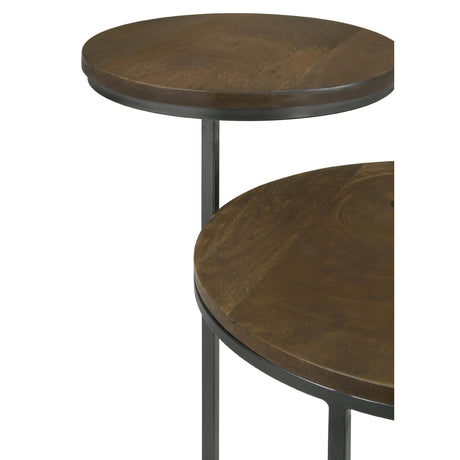  Coaster Furniture Yael 935980 Round Mango Wood Accent Side Table - Natural and Gunmetal IMAGE 6