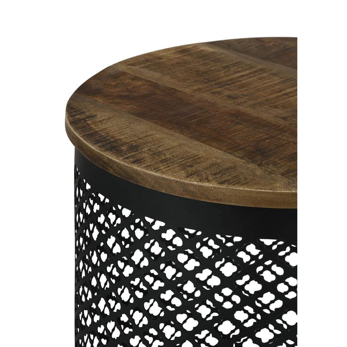  Coaster Furniture Aurora 935990 Round Drum Base Accent Side Table - Natural and Black IMAGE 5