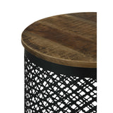  Coaster Furniture Aurora 935990 Round Drum Base Accent Side Table - Natural and Black IMAGE 5