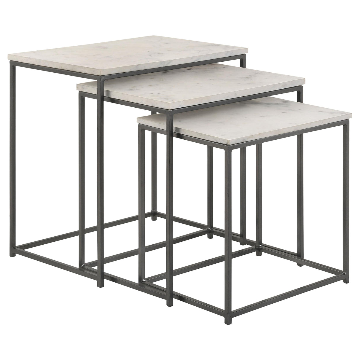  Coaster Furniture Medora 936016 3-piece Marble Top Nesting Table Set - White IMAGE 1