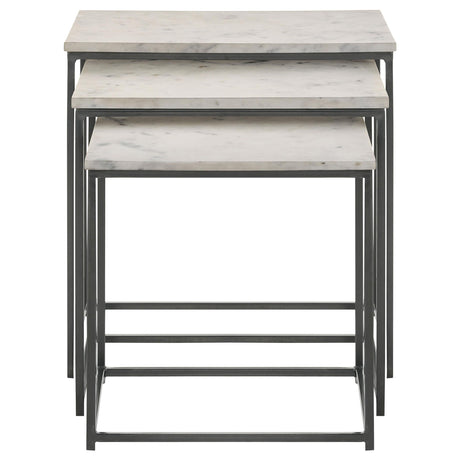  Coaster Furniture Medora 936016 3-piece Marble Top Nesting Table Set - White IMAGE 3