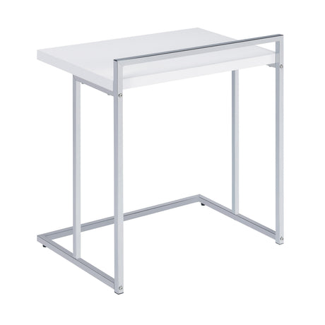  Coaster Furniture Dani 936118 Rectangular C-Shaped Sofa Side Table - White High Gloss IMAGE 2