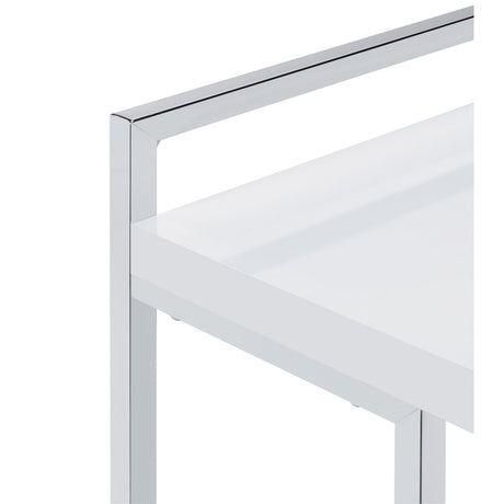  Coaster Furniture Dani 936118 Rectangular C-Shaped Sofa Side Table - White High Gloss IMAGE 3