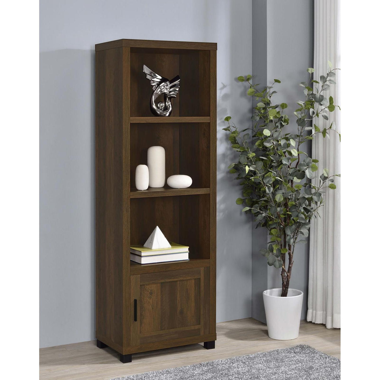  Coaster Furniture Sachin 707736 3-shelf Engineered Wood Media Tower - Dark Pine IMAGE 2