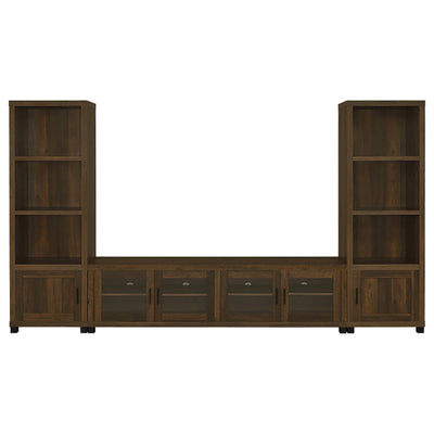 Coaster Furniture Sachin 736293-SET 3-piece Entertainment Center with 79" TV Stand - Dark Pine IMAGE 1