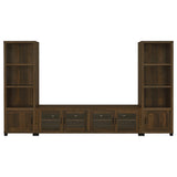  Coaster Furniture Sachin 736293-SET 3-piece Entertainment Center with 79" TV Stand - Dark Pine IMAGE 1