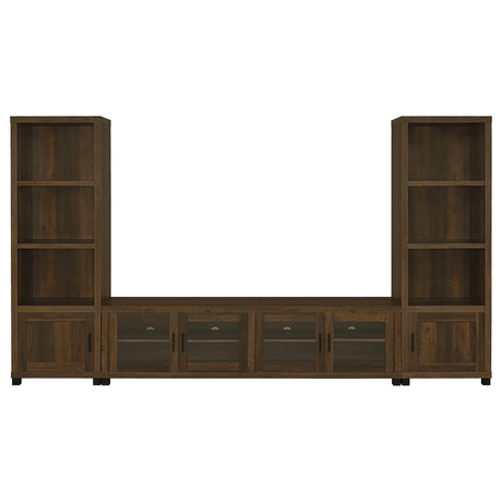  Coaster Furniture Sachin 736293-SET 3-piece Entertainment Center with 79" TV Stand - Dark Pine IMAGE 1