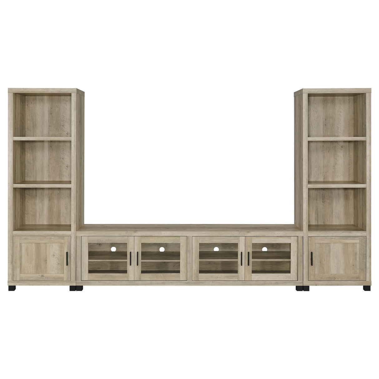  Coaster Furniture Sachin 736283-SET 3-piece Entertainment Center with 79" TV Stand - Antique Pine IMAGE 1
