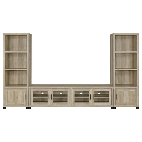  Coaster Furniture Sachin 736283-SET 3-piece Entertainment Center with 79" TV Stand - Antique Pine IMAGE 1