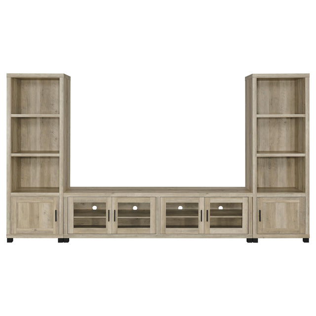  Coaster Furniture Sachin 736283-SET 3-piece Entertainment Center with 79" TV Stand - Antique Pine IMAGE 1