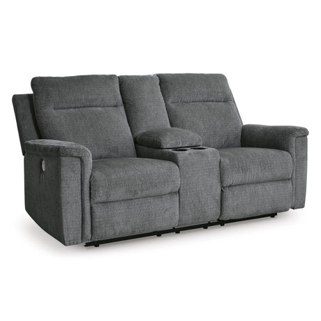  Signature Design by Ashley Barnsana 3320296 Double Reclining Power Loveseat with Console IMAGE 1