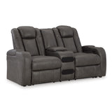  Signature Design by Ashley Fyne-Dyme 3660218 Power Reclining Loveseat with Console and Adjustable Headrest IMAGE 1
