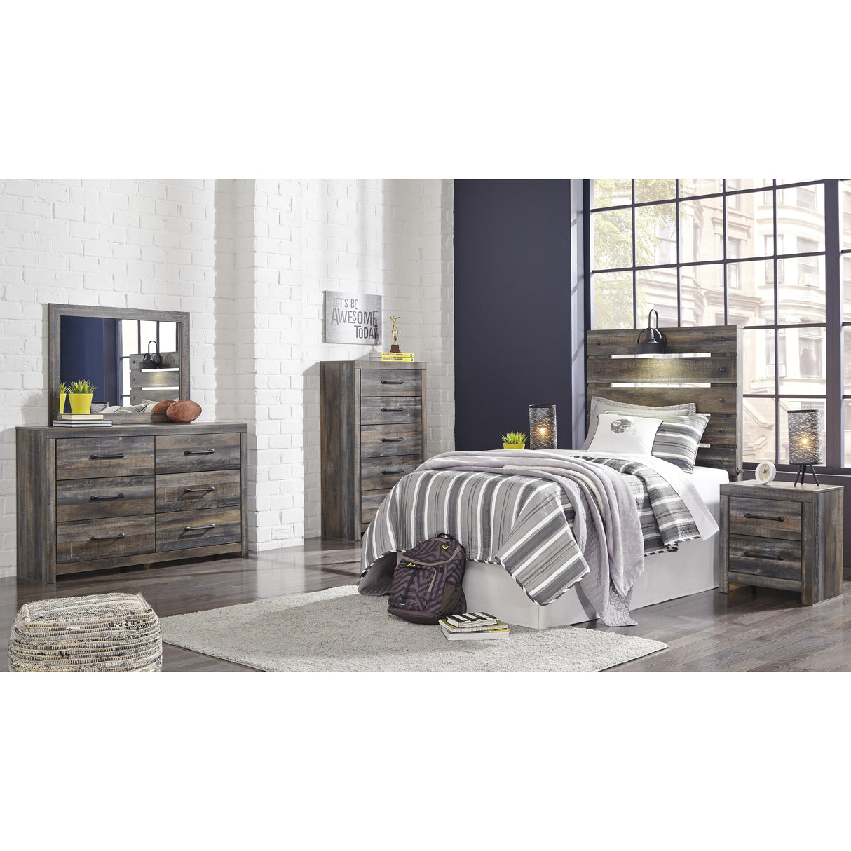  Signature Design by Ashley Drystan B211-53 Twin Panel Headboard IMAGE 5