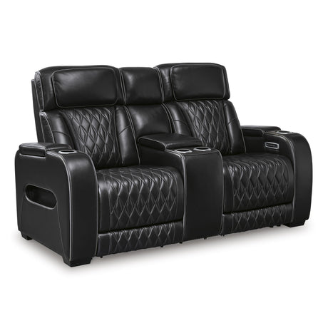  Signature Design by Ashley Boyington U2710618 Power Reclining Loveseat with Console and Adjustable Headrest IMAGE 1