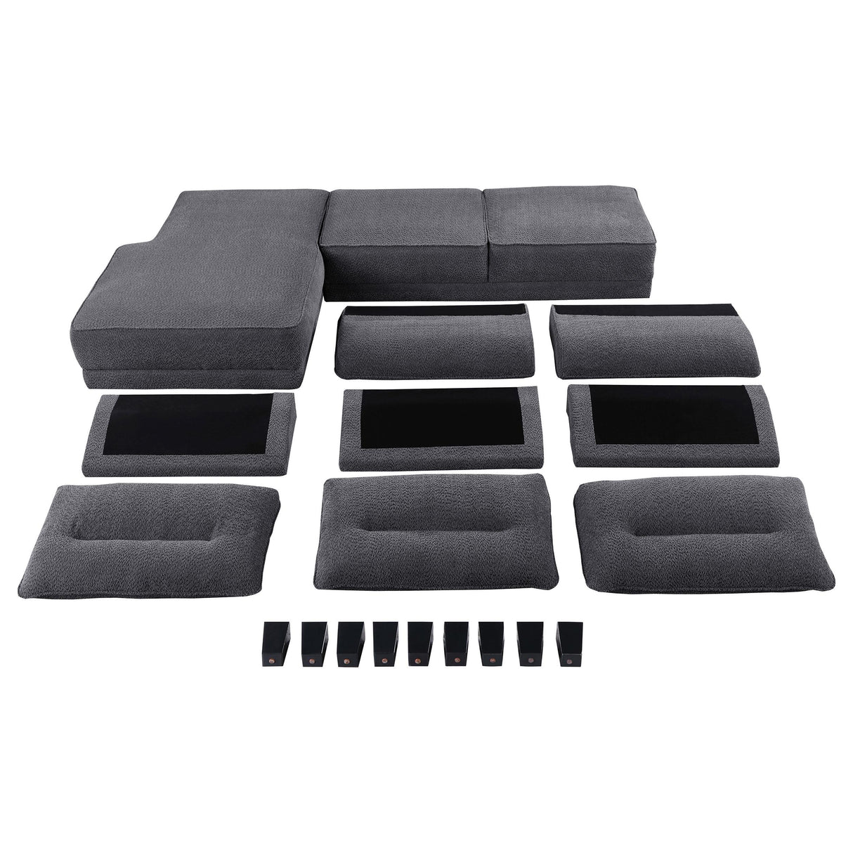  Coaster Furniture Caspian 509540 Upholstered Curved Arm Chaise Sectional Sofa - Grey IMAGE 13
