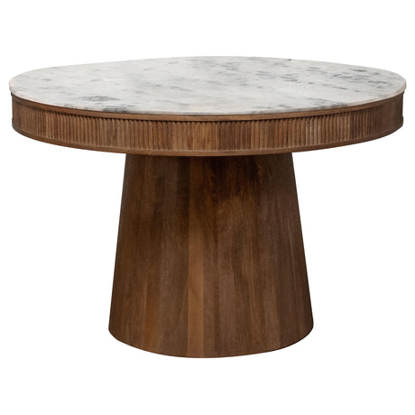  Coaster Furniture Ortega 105141 Round 46-inch Marble Top Wood Dining Table - Natural IMAGE 1