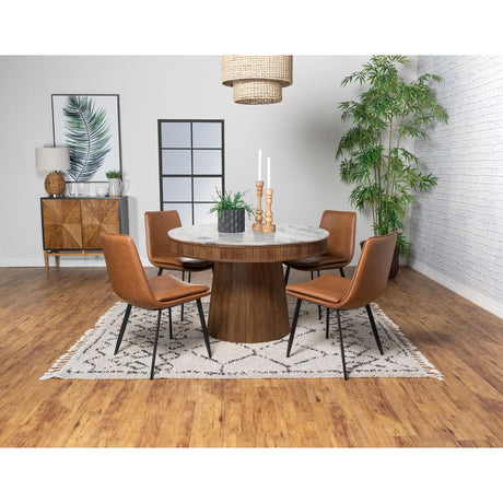  Coaster Furniture Ortega 105141 Round 46-inch Marble Top Wood Dining Table - Natural IMAGE 5