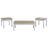  Coaster Furniture Stacie 709950 3-piece Coffee Table Set - Distressed Pine and White IMAGE 1