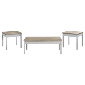  Coaster Furniture Stacie 709950 3-piece Coffee Table Set - Distressed Pine and White IMAGE 1
