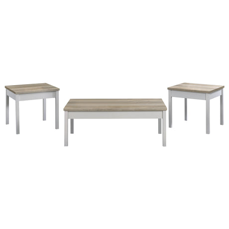  Coaster Furniture Stacie 709950 3-piece Coffee Table Set - Distressed Pine and White IMAGE 1