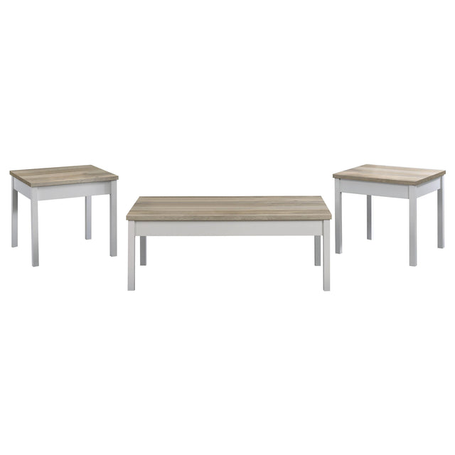  Coaster Furniture Stacie 709950 3-piece Coffee Table Set - Distressed Pine and White IMAGE 1