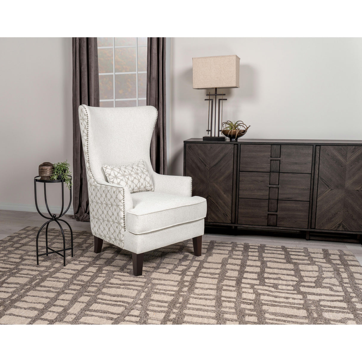  Coaster Furniture Pippin 904066 Upholstered High Wingback Accent Chair - Latte IMAGE 2