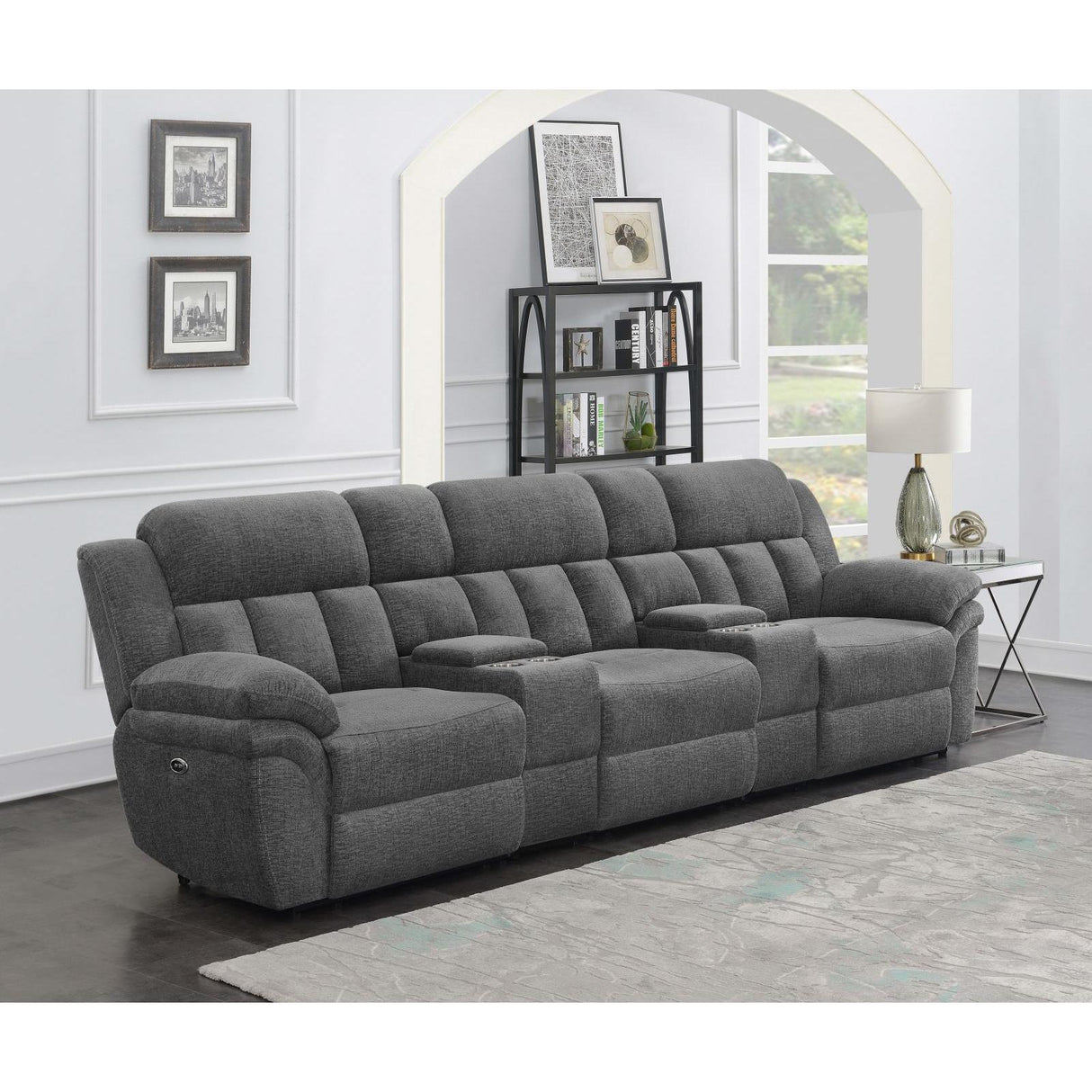  Coaster Furniture Bahrain 609541PT 5-piece Upholstered Power Home Theater Seating - Charcoal IMAGE 1