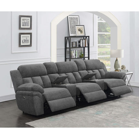  Coaster Furniture Bahrain 609541PT 5-piece Upholstered Power Home Theater Seating - Charcoal IMAGE 2