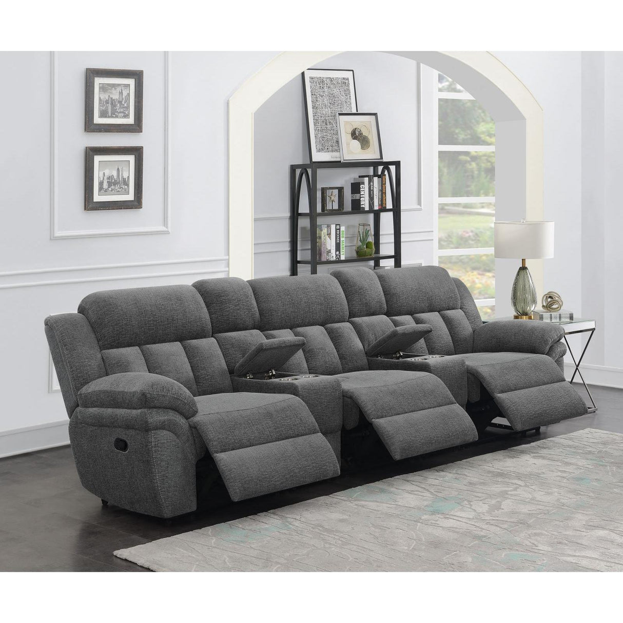  Coaster Furniture Bahrain 609541T 5-piece Upholstered Home Theater Seating - Charcoal IMAGE 2