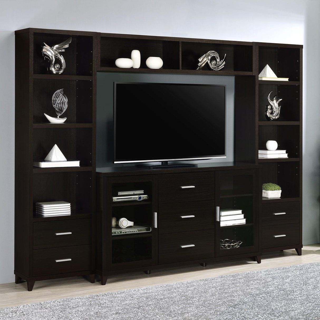  Coaster Furniture Lewes 700881-S4 4 pc Entertainment Center - Cappuccino IMAGE 1