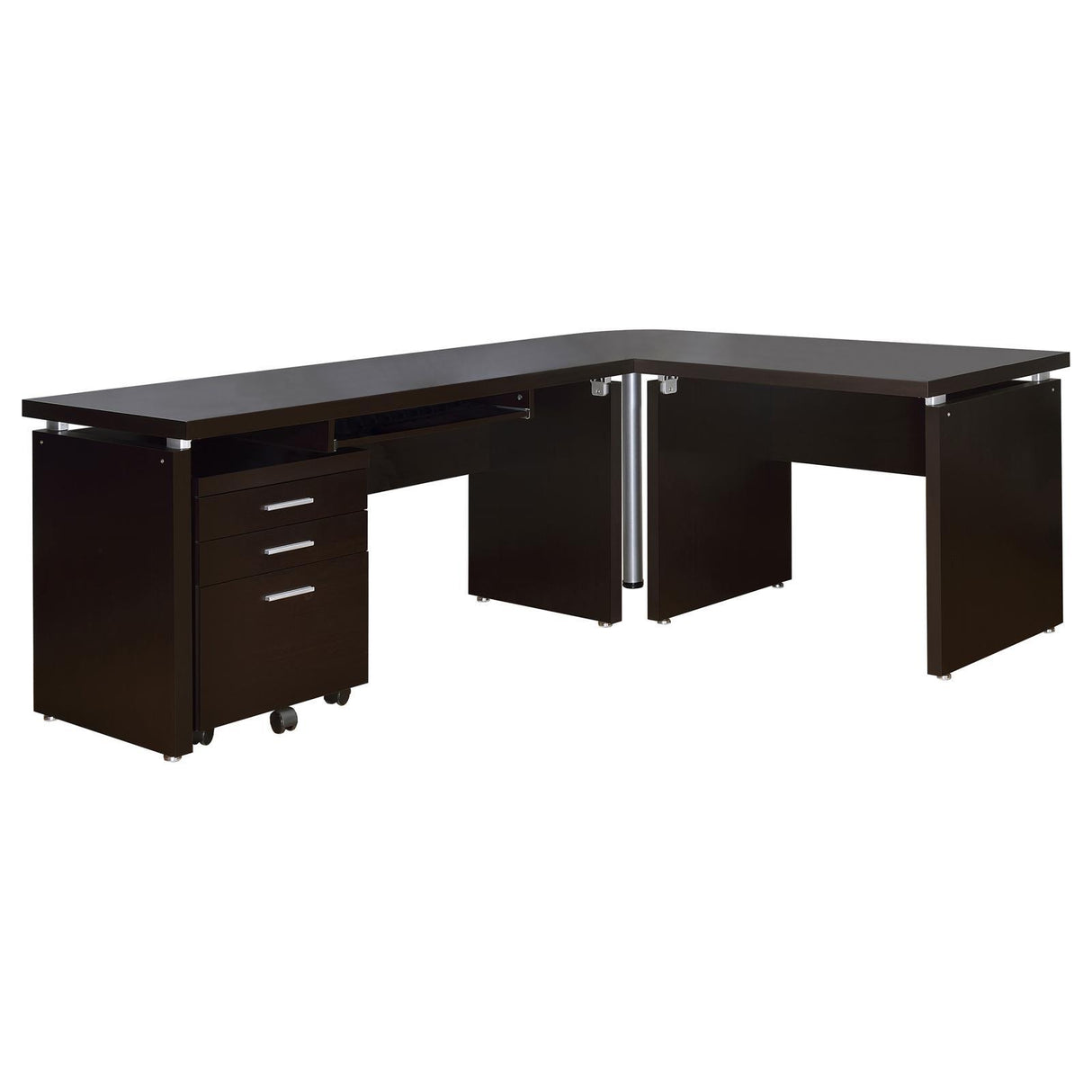  Coaster Furniture Skylar 800891-S4 2-Piece Home Office Set L-Shape Desk With File Cabinet - Cappuccino IMAGE 1