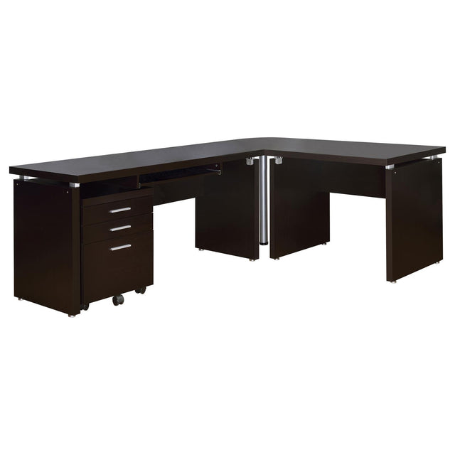  Coaster Furniture Skylar 800891-S4 2-Piece Home Office Set L-Shape Desk With File Cabinet - Cappuccino IMAGE 1