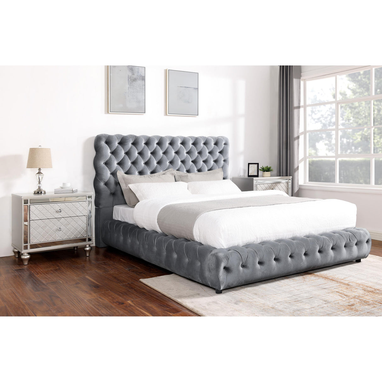  Crown Mark Flory 5112GY-Q Queen Bed - Grey IMAGE 2