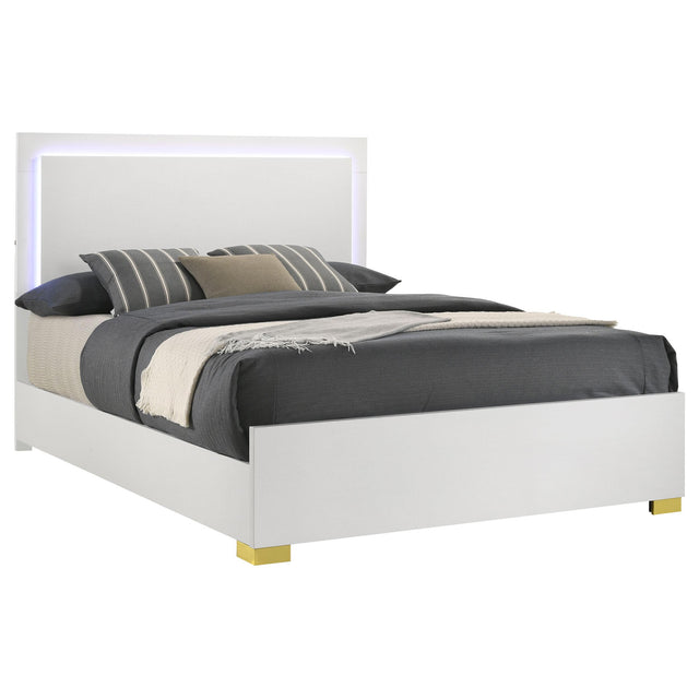  Coaster Furniture Marceline 222931Q Wood Queen LED Panel Bed - White IMAGE 1