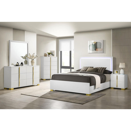  Coaster Furniture Marceline 222931KE Wood Eastern King LED Panel Bed - White IMAGE 3