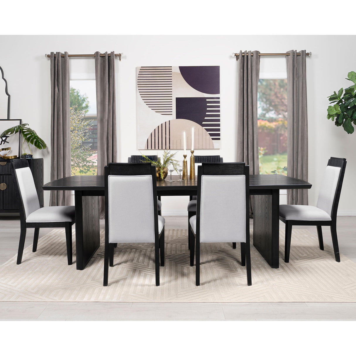 Coaster Furniture Brookmead 108231 100-inch Extension Leaf Dining Table - Black IMAGE 11