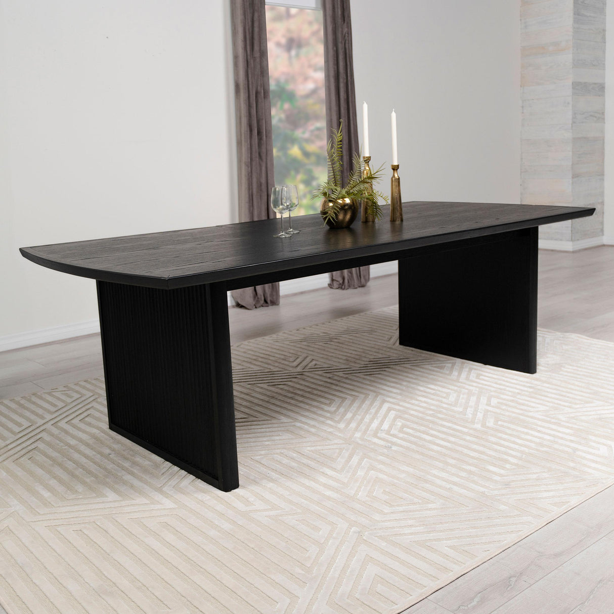  Coaster Furniture Brookmead 108231 100-inch Extension Leaf Dining Table - Black IMAGE 3