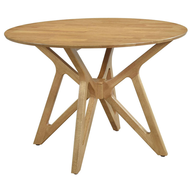  Coaster Furniture Elowen 108440 Round 42-inch Solid Wood Dining Table - Light Walnut IMAGE 1