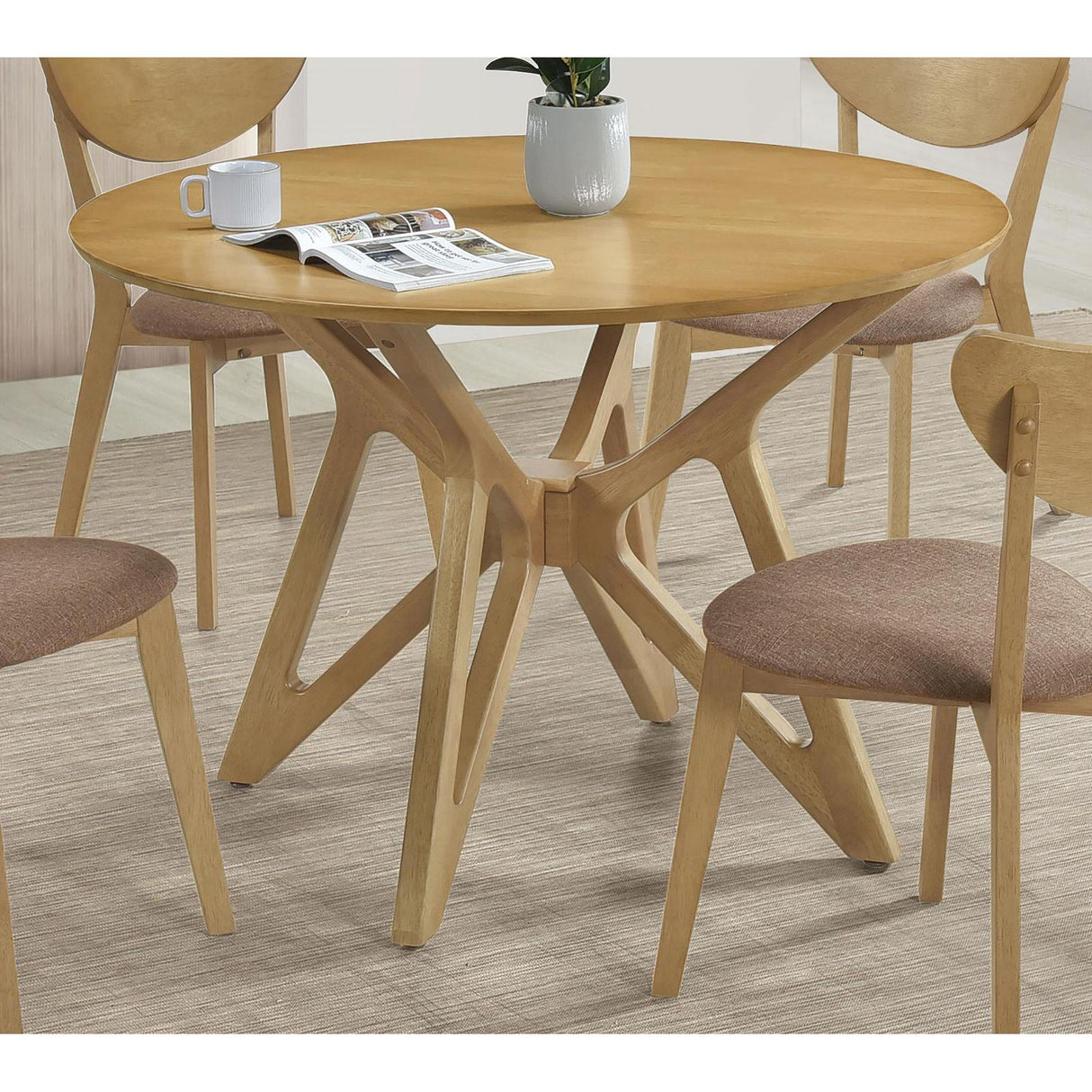  Coaster Furniture Elowen 108440 Round 42-inch Solid Wood Dining Table - Light Walnut IMAGE 2