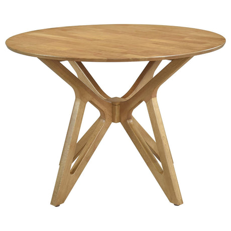  Coaster Furniture Elowen 108440 Round 42-inch Solid Wood Dining Table - Light Walnut IMAGE 3