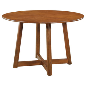  Coaster Furniture Dinah 108471 Round 47-inch Solid Wood Dining Table - Walnut IMAGE 1