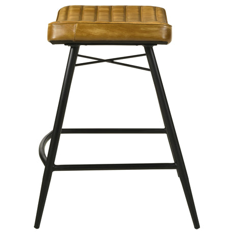  Coaster Furniture Bayu 109248 Leather Upholstered Counter Stool - Camel IMAGE 4