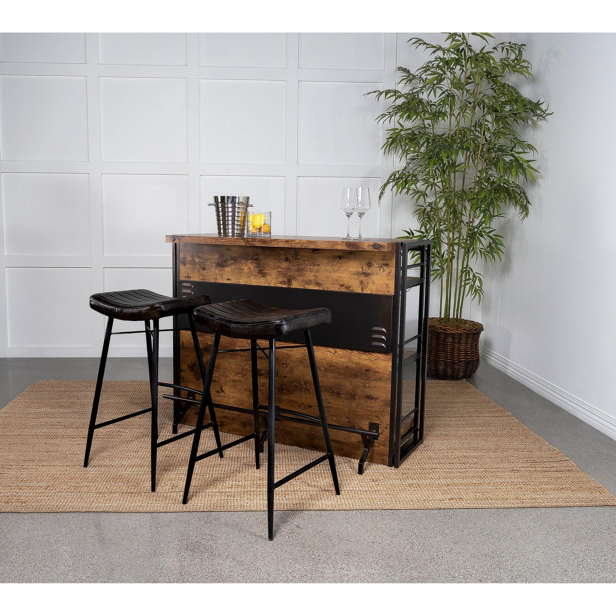  Coaster Furniture Bayu 109259 Leather Upholstered Bar Stool - Espresso IMAGE 5