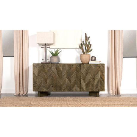  Coaster Furniture Tyler 130515 3-door Solid Wood Sideboard Buffet Cabinet - Mango Brown IMAGE 2