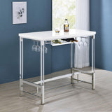  Coaster Furniture Norcrest 182101 47-inch Acrylic Leg Bar Table - White High Gloss IMAGE 2