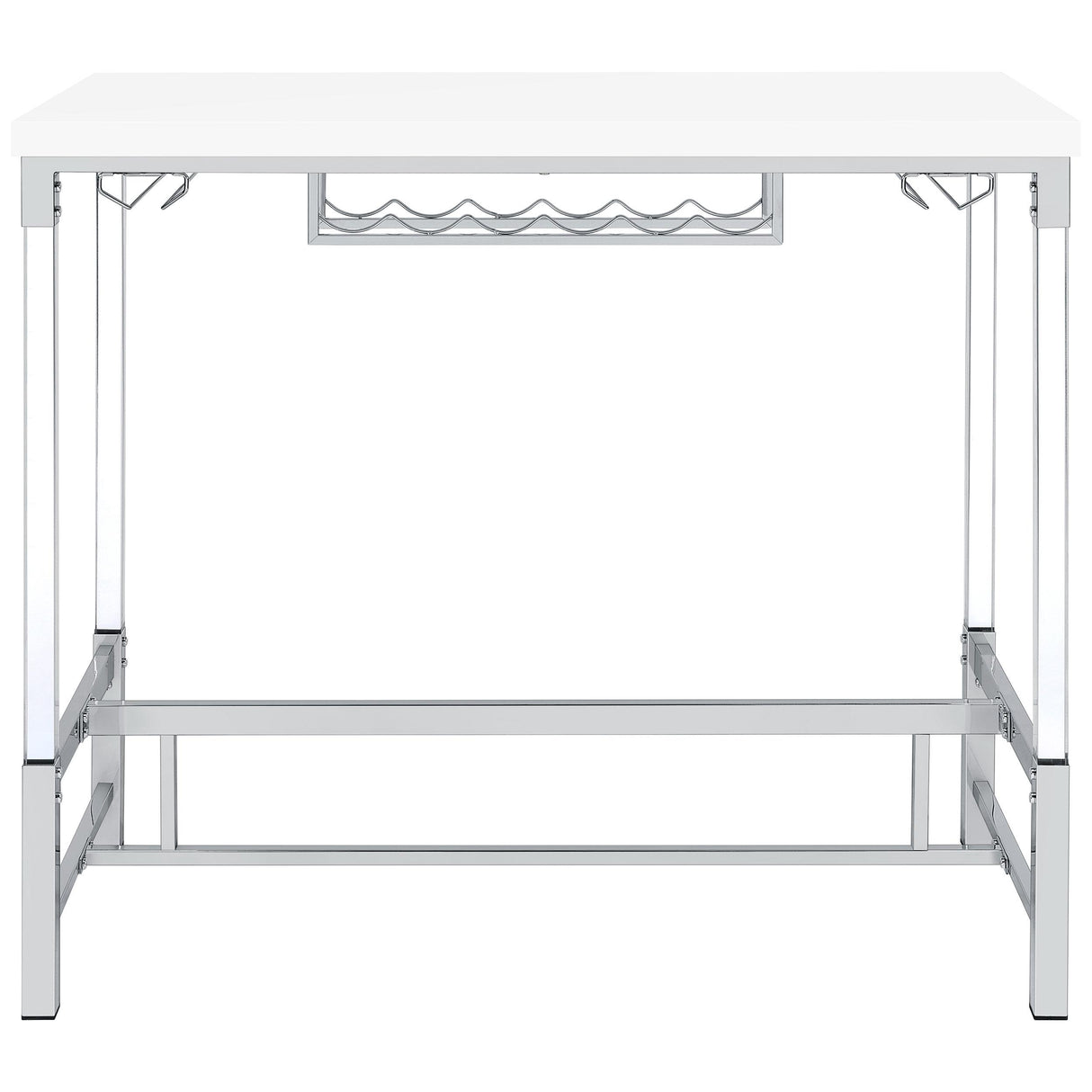  Coaster Furniture Norcrest 182101 47-inch Acrylic Leg Bar Table - White High Gloss IMAGE 3